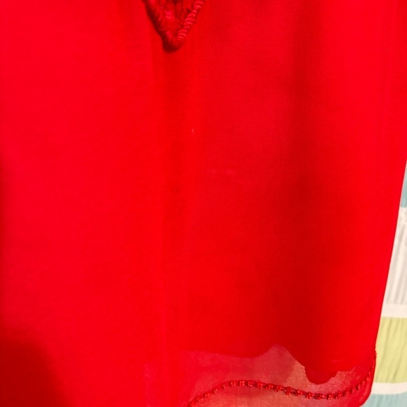 Red Beaded Cocktail Dress Y2K Sleeveless Sz Small - Picture 3 of 9